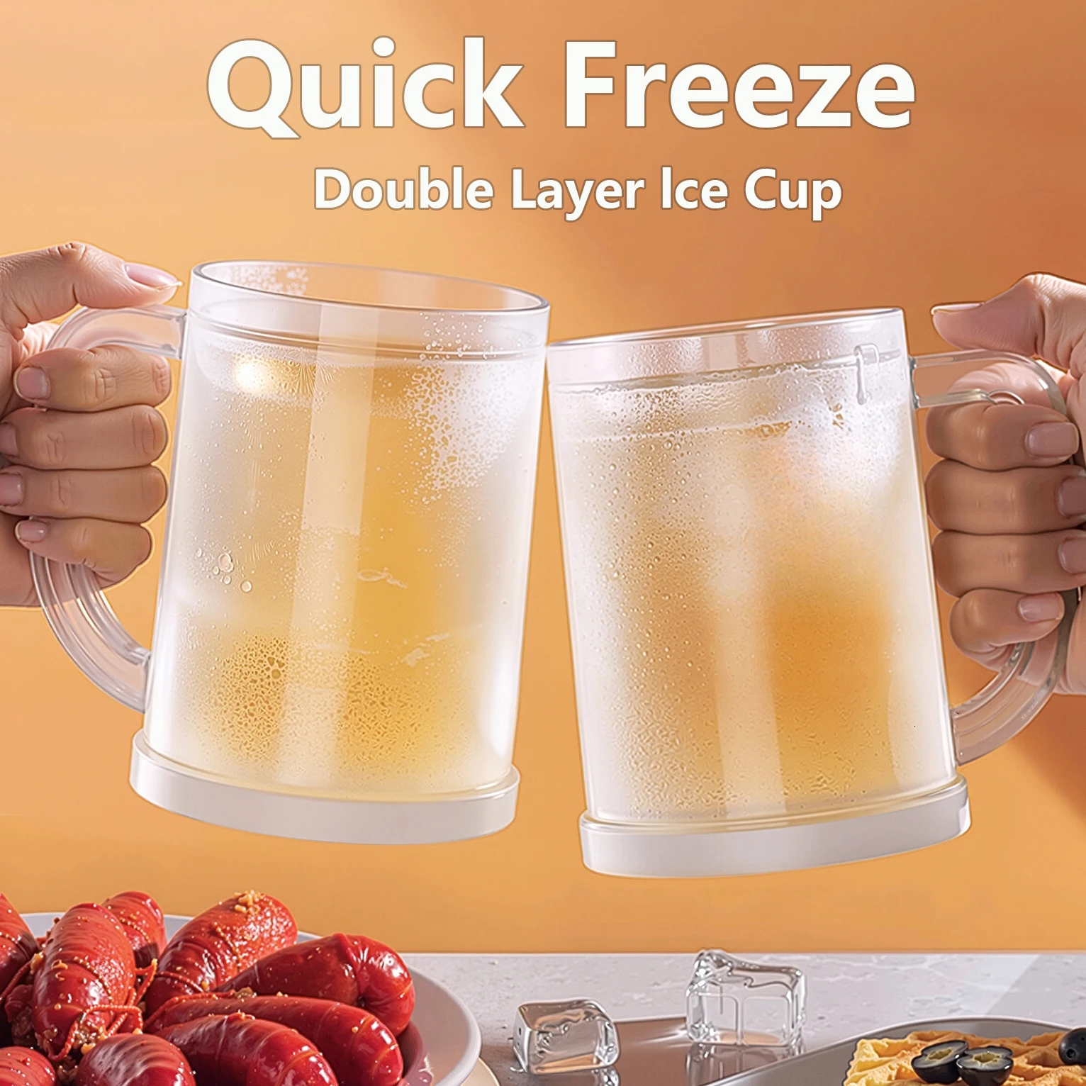 Copo de congelamento instantâneo para resfriador de suco de frutas de cerveja – Copo fosco de parede dupla para freezer e geladeira |   Refrigerador de bebidas reutilizável isolado ​