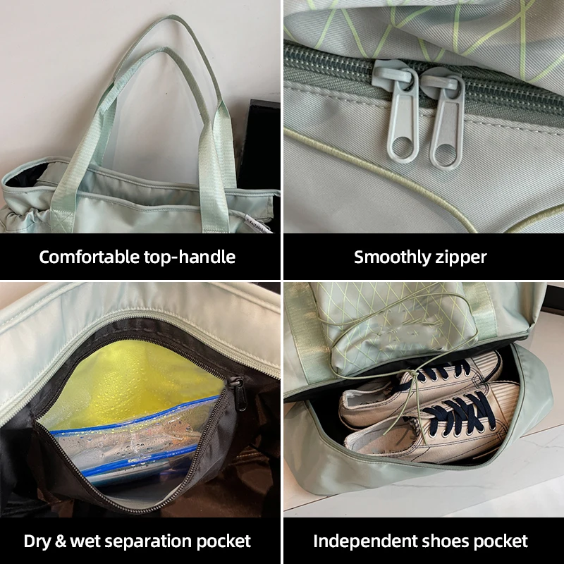 Fitness Gym Tote Bag Outdoor Sports Yoga Handbag Shoes Pocket Dry Wet Bag Training College Laptop Books Drawstring Shoulder Bag