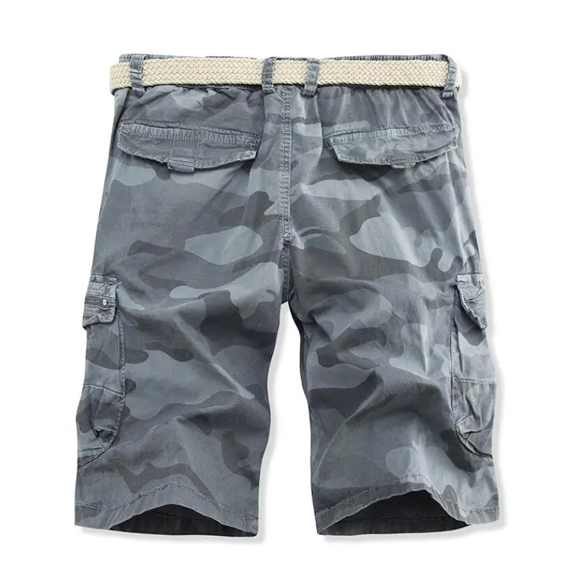 Men Camouflage Cargo Shorts New Summer Man Military Multi Pocket Loose Cargo Pants Male Cotton Casual Tool Shorts High Quality