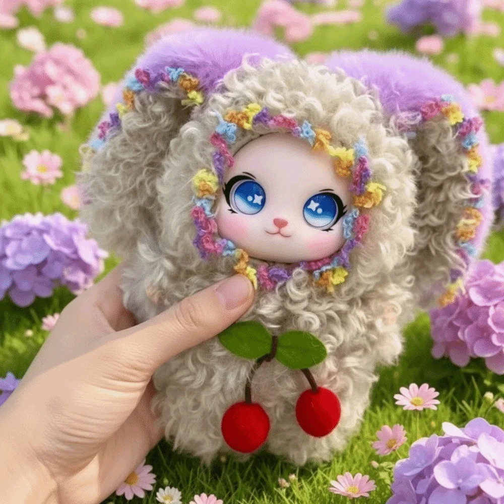 Big Ear Curly Hair Rabbit Figures Ornaments Bag Hanging Rabbit Keychain Decorations Collectible Bunny Pendant Backpack Decor