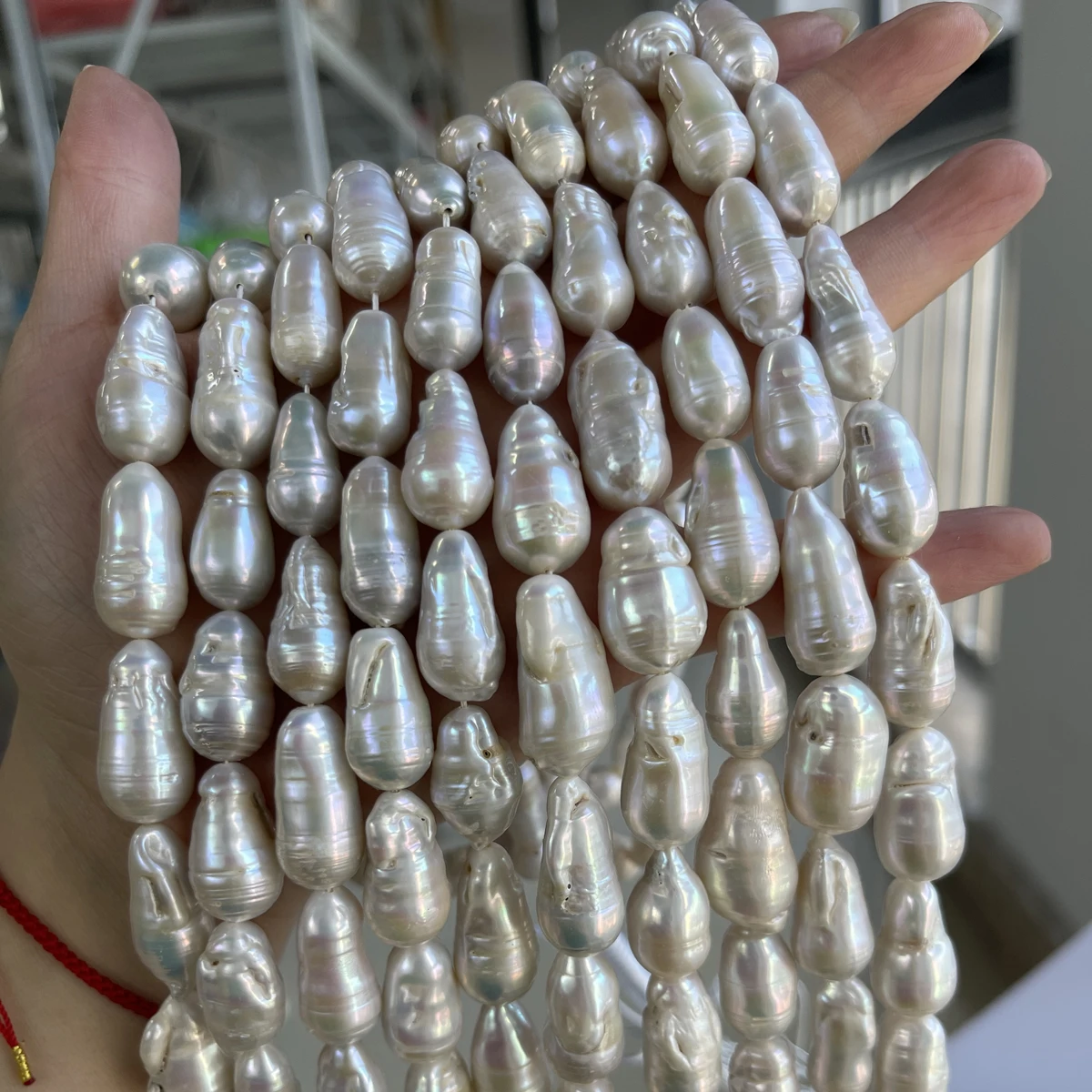 

Natural Freshwater 100%Pearls Big Size Irregular Rice White Baroque Pearls Loose Beads for Jewelry Making DIY Necklaces