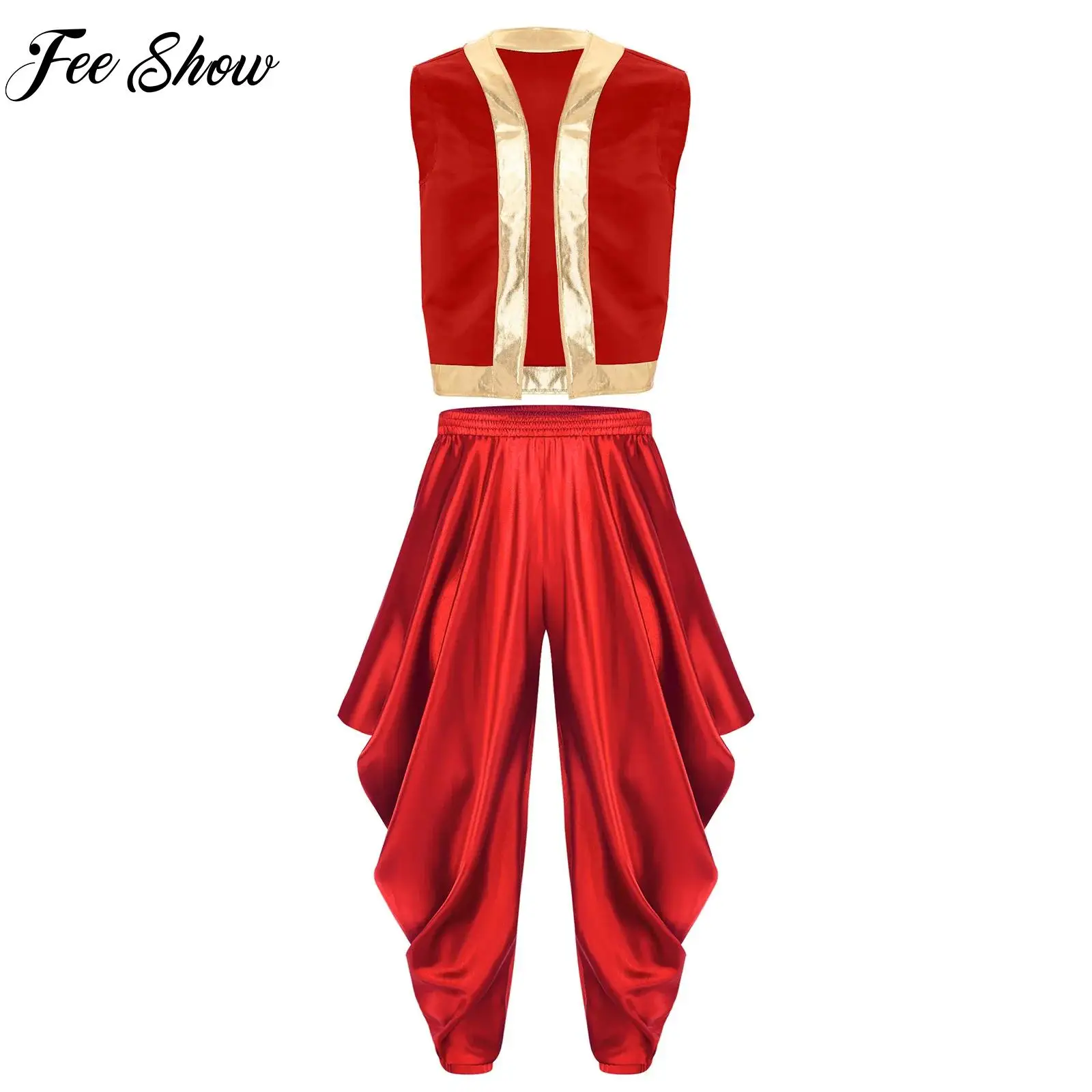 

Halloween Mystery Arabian Prince Cosplay Costume Outfit for Men Sleeveless Vest Pants Suits Carnival Fancy Dress Performance Set
