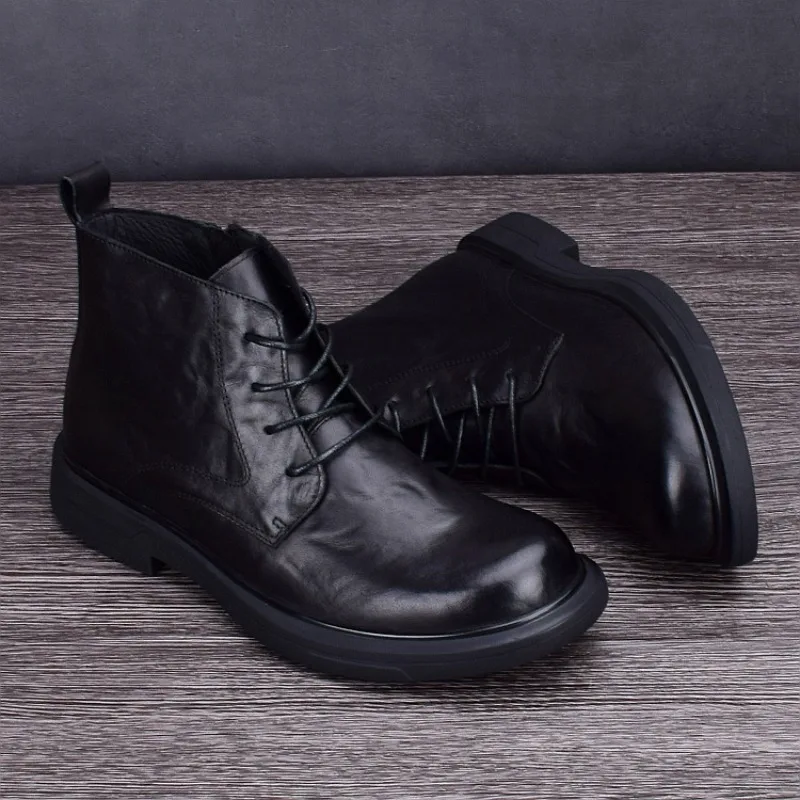 Boots for Man Ankle Boots Fashion Casual High Top Leather Shoes Men's Leather Boots Men's Shoes High Top Shoes - view 6