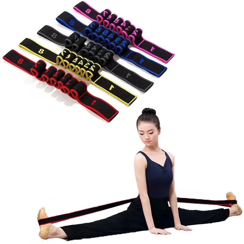 8 Section Style Dance Yoga Stretching Belt Yoga Pilates Fitness Tension Belt Digital Stretching Elasticity Resistance Training