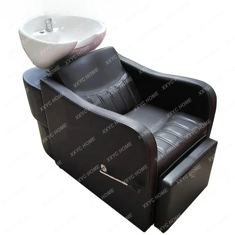 Hair salon shampoo bed hair salon special semi-reclining hair salon flush bed ceramic basin shampoo bed