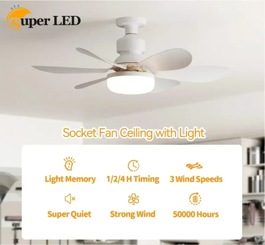 

30W/40W E27 LED Ceiling Fan Light Three Color Dimming Detachable Fan Lamp Leaf Living Room Bedroom Indoor Lighting AC90-260V