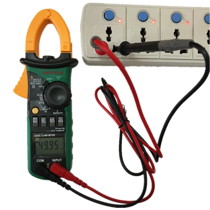 MASTECH MS2108A Multimeter Auto Range Digital Clamp Multimeter 4000 Counts DC/AC Voltmeter Ammeter Current Resistance Tester