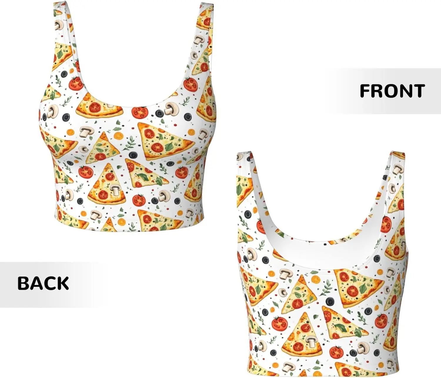 حمالات صدر رياضية للنساء عالية الدعم، طباعة الفطر والطماطم والبيتزا، قميص رياضي للجري والتمارين الرياضية #4