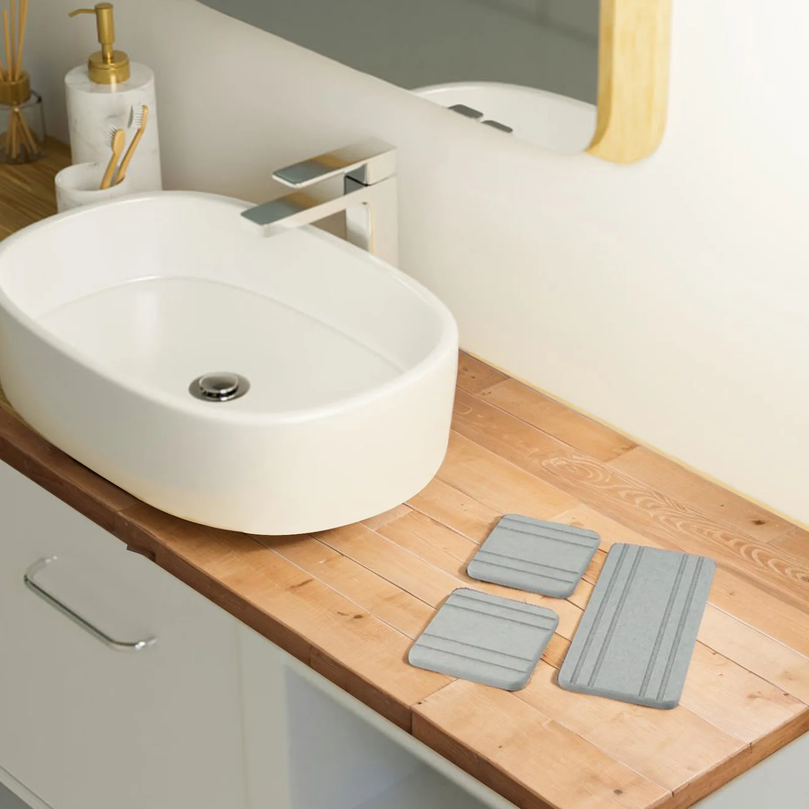 Absorbent Drying Mat For Kitchen Soap Dish Anti-Slip Tray 10x10cm 2pcs Diatomite Coasters Promotes Air Circulation