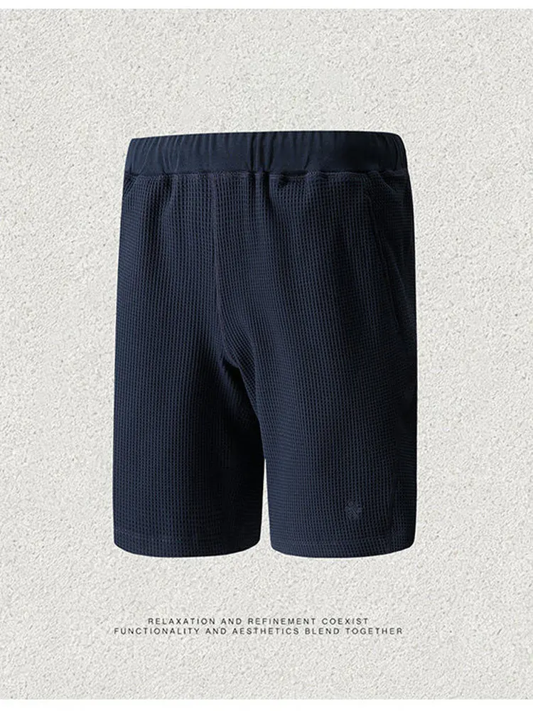 

Leavo Johnson Summer Lightweight Breathable Waffle Texture Four Needle Six Thread Kanha Short Pants Loose Fit Polyester Fiber