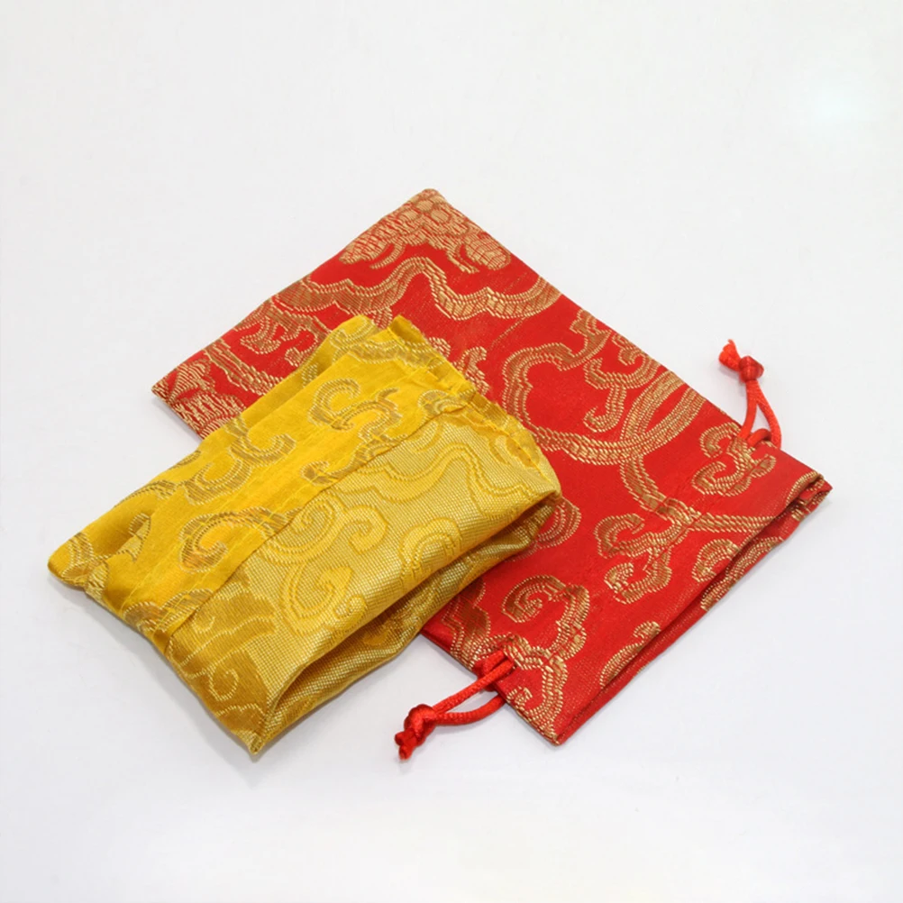 

12Pcs Gift Drawstring Bags Chinese Embroidery Cotton Linen Pouch for Wedding Party Favors Candy Jewelry Storage Small Gift Bags