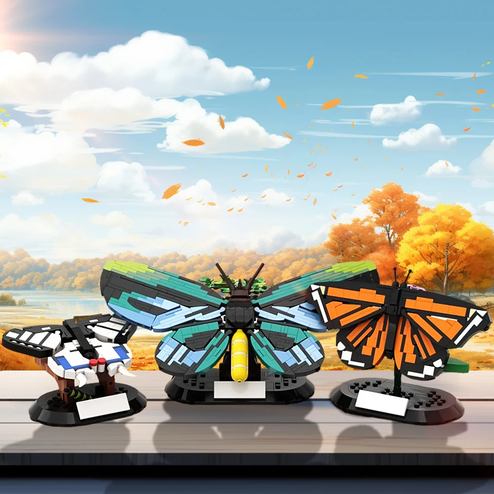 Insects Butterfly Building Blocks, Bug Building Sets and Nature Décor, Animal Figures Set, Gift for Kids Adults, 943PCS