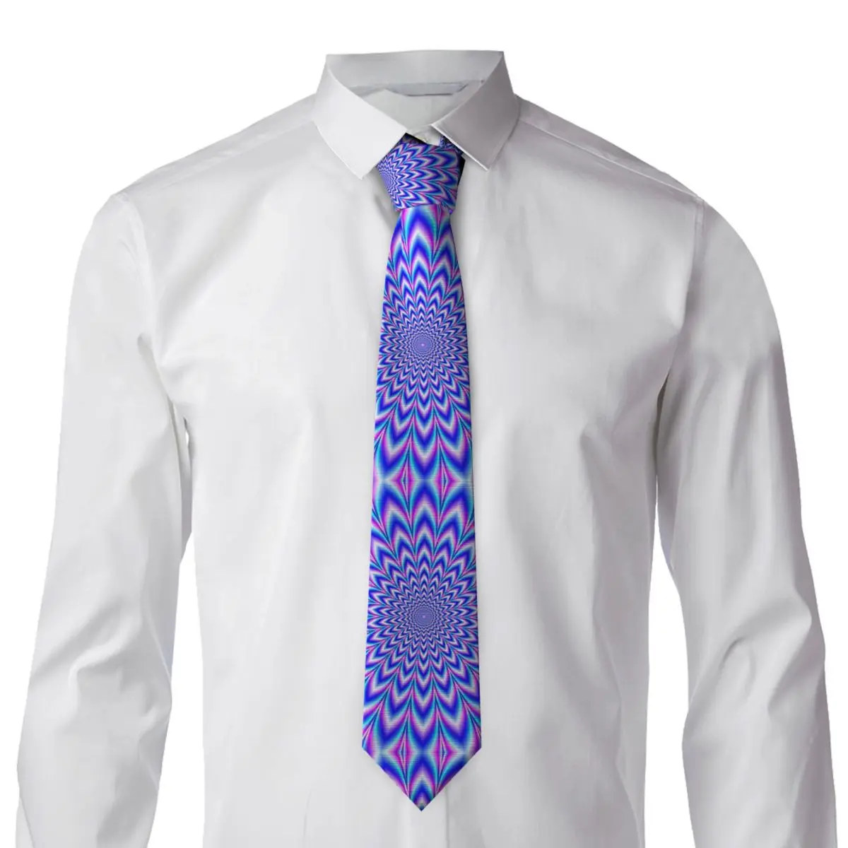 Psychedelic Pulse In Blue And Pink Necktie for Men Silk Polyester Slim Neck Ties Wedding Suits Tie Classic Gravatas