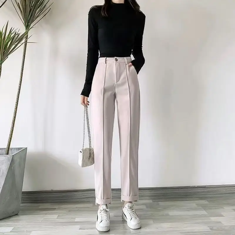 

Autumn Women Woolen Pants 2025 New Fashion High Waist Harem pants Trousers Winter Thicken Loose Straight Casual Pants Lady