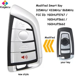 KEYECU CAS4 zmodyfikowany pilot z kluczem z 4 przyciskami i 315MHz/ 433MHz/ 868MHz i PCF7945 Chip - FOB dla BMW 5 7 Series F Chassis 2012-16