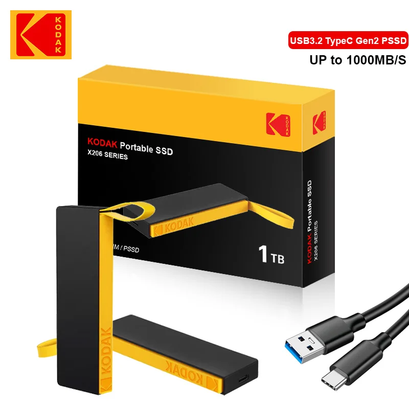 

Внешний интерфейс Kodak Type-C SSD 1000 МБ/с жесткий диск 1 ТБ USB3.2 Мини портативный SSD 1 ТБ ноутбук смартфон PS4 ПК MAC TV