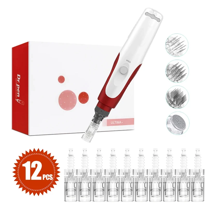 Dr.pen Ultima MYM avec 12 cartouches Nano Kit de soins de la peau élimination des cicatrices de rides stylo Derma Micro Machine de rajeunissement de la peau