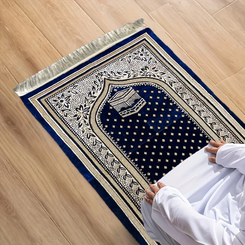 VIKAMA Luxury Muslim Prayer Mat Foldable Family Prayer Rug Portable Indoor/Outdoor Prayer Mat Ramadan Gift