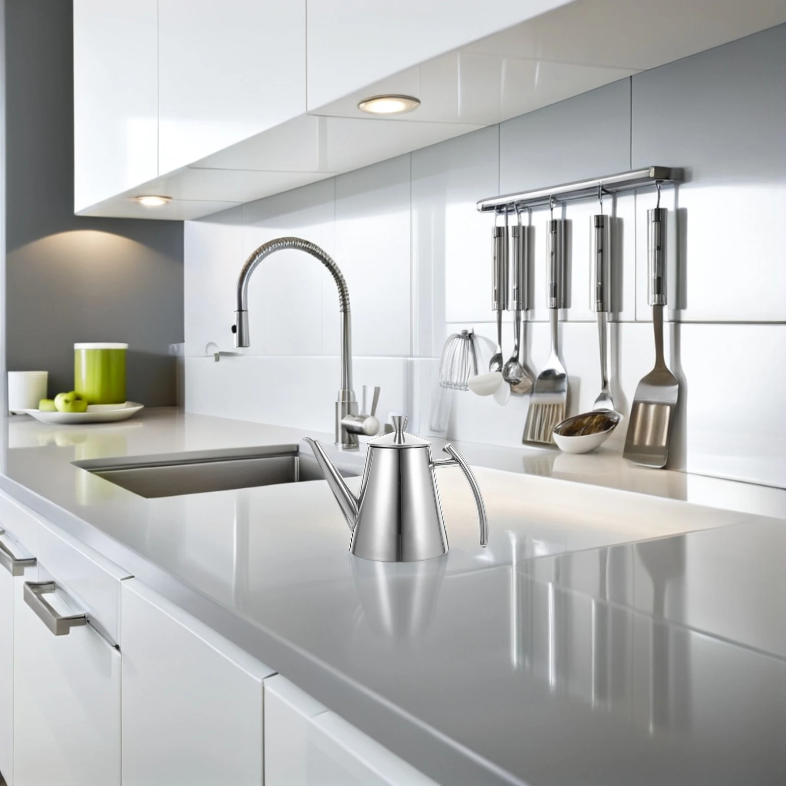 

Stainless Steel Oil Pot Bottle Condiment Storage Can Dispenser Kitchen Container Kettle