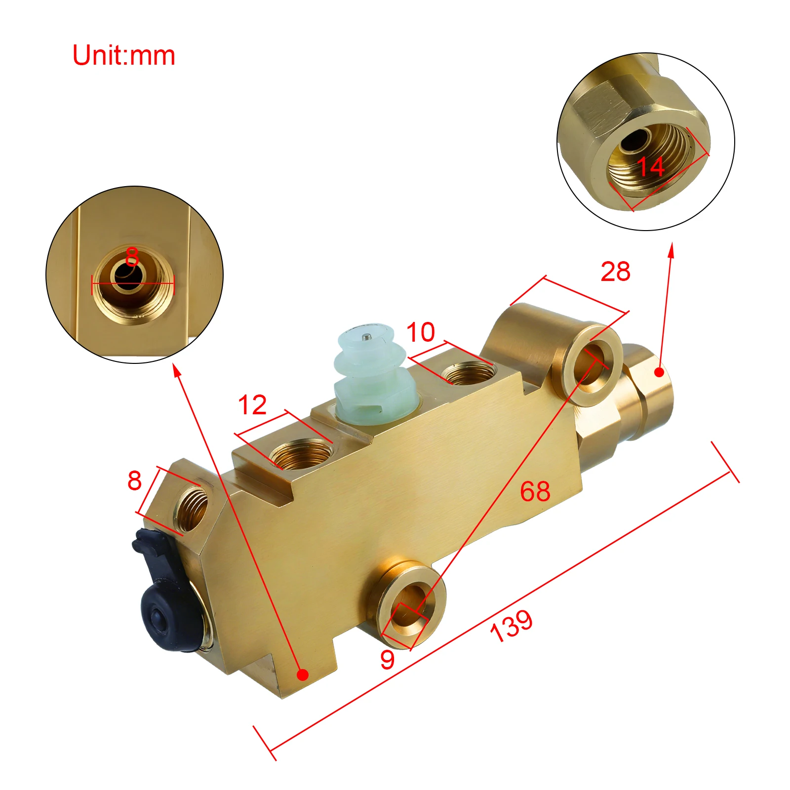 PV2 Brass Brake Proportioning Valve Disc/Drum Disc Front Drum Rear Brake 172-1353 PV71 for GM Chevy Ford Classic Car & Truck