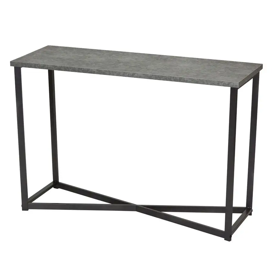 

Jamestown Console Sofa Table Rustic Slate Concrete and Black Metal