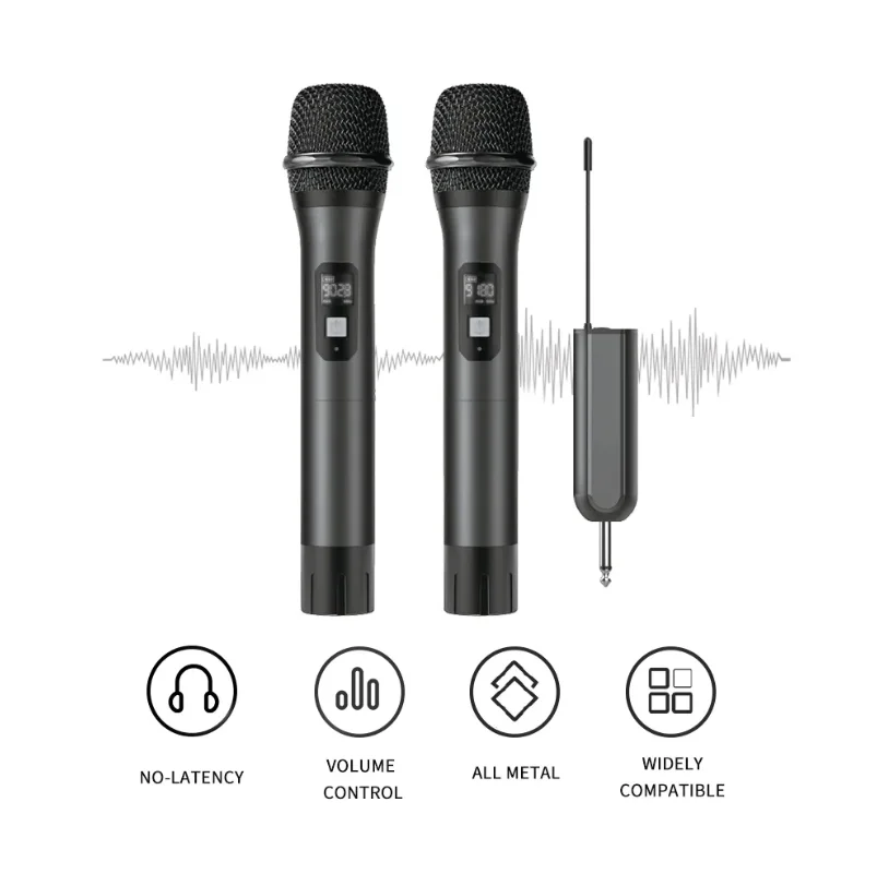 Studio Microphone Recording Professional Interview Wireless Microphone 2 Channel Plug-play Wireless Pro Dual Microphone Noise