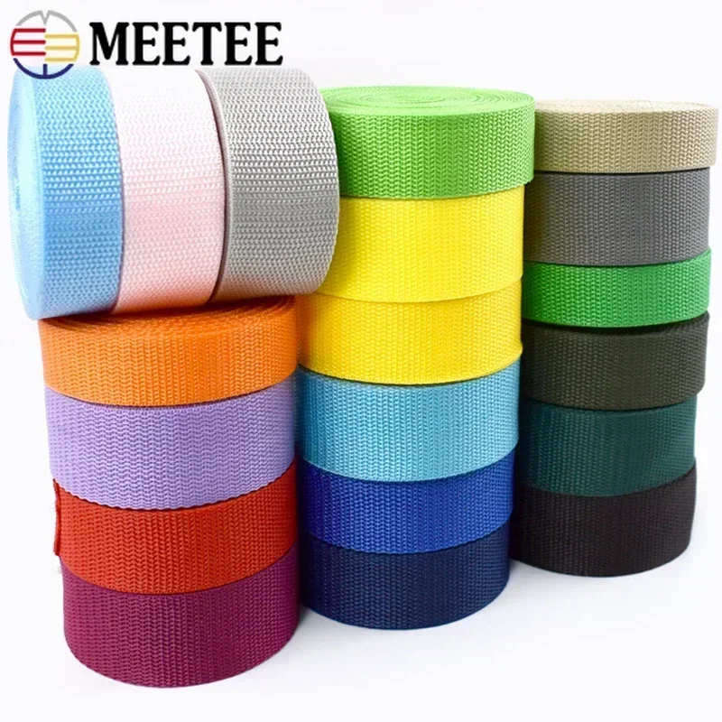 10M 1.1mm Thick PP Polypropylene Webbing 20-50mm Nylon Strap for Bag By Meter Ribbon Band Sewing Bias Decorative Belt Accessory