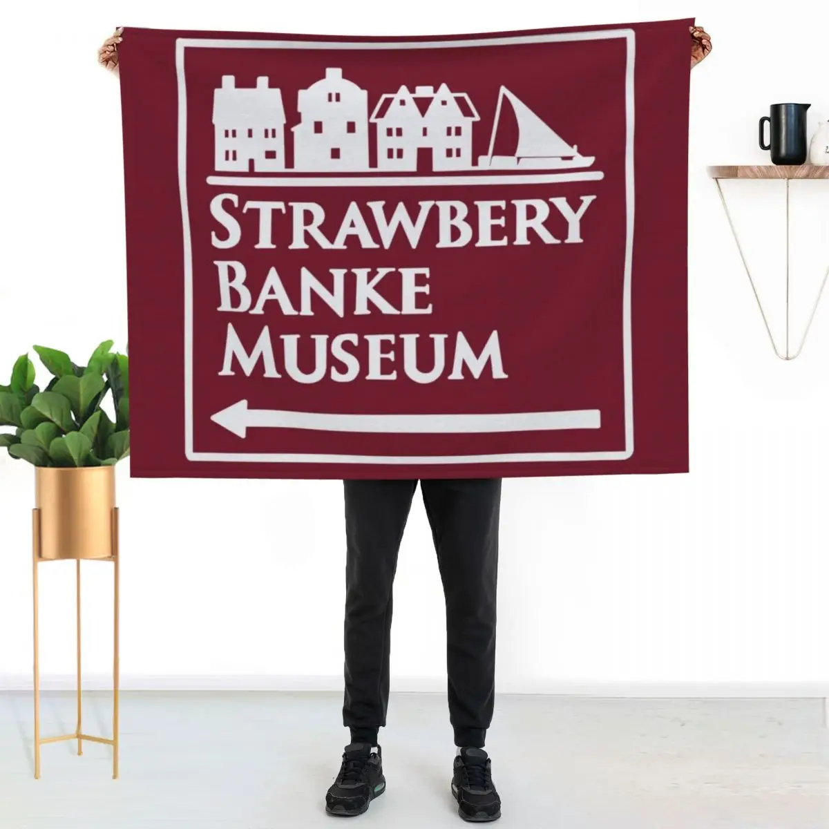 Strawbery Banke Museum Sign Throw Blanket Plaid warm winter Sofas For Decorative Sofa Single Hairy Blankets