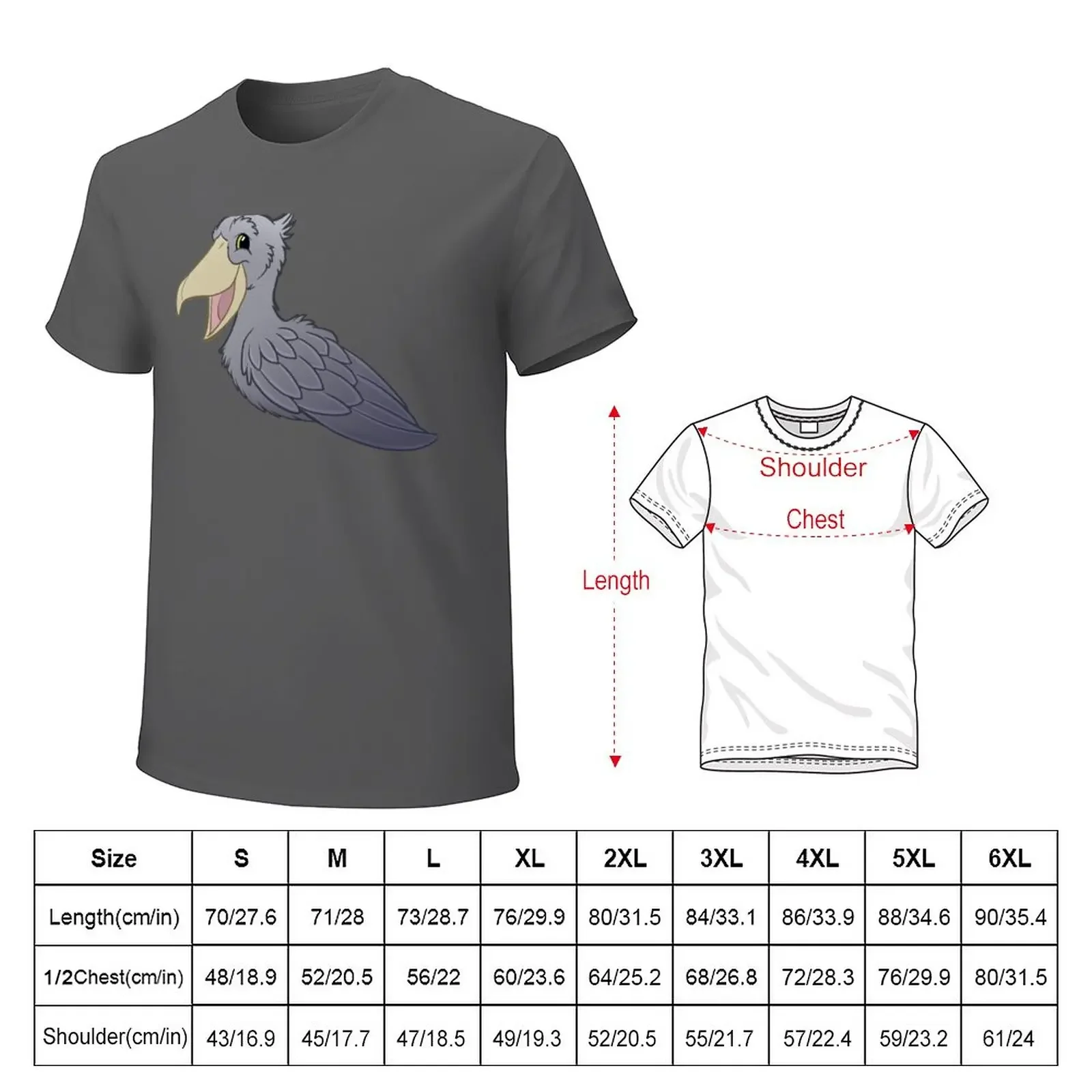 Smiling Shoebill T-Shirt cute clothes anime summer tops designer t shirt men summer top anime clothes men t shirt