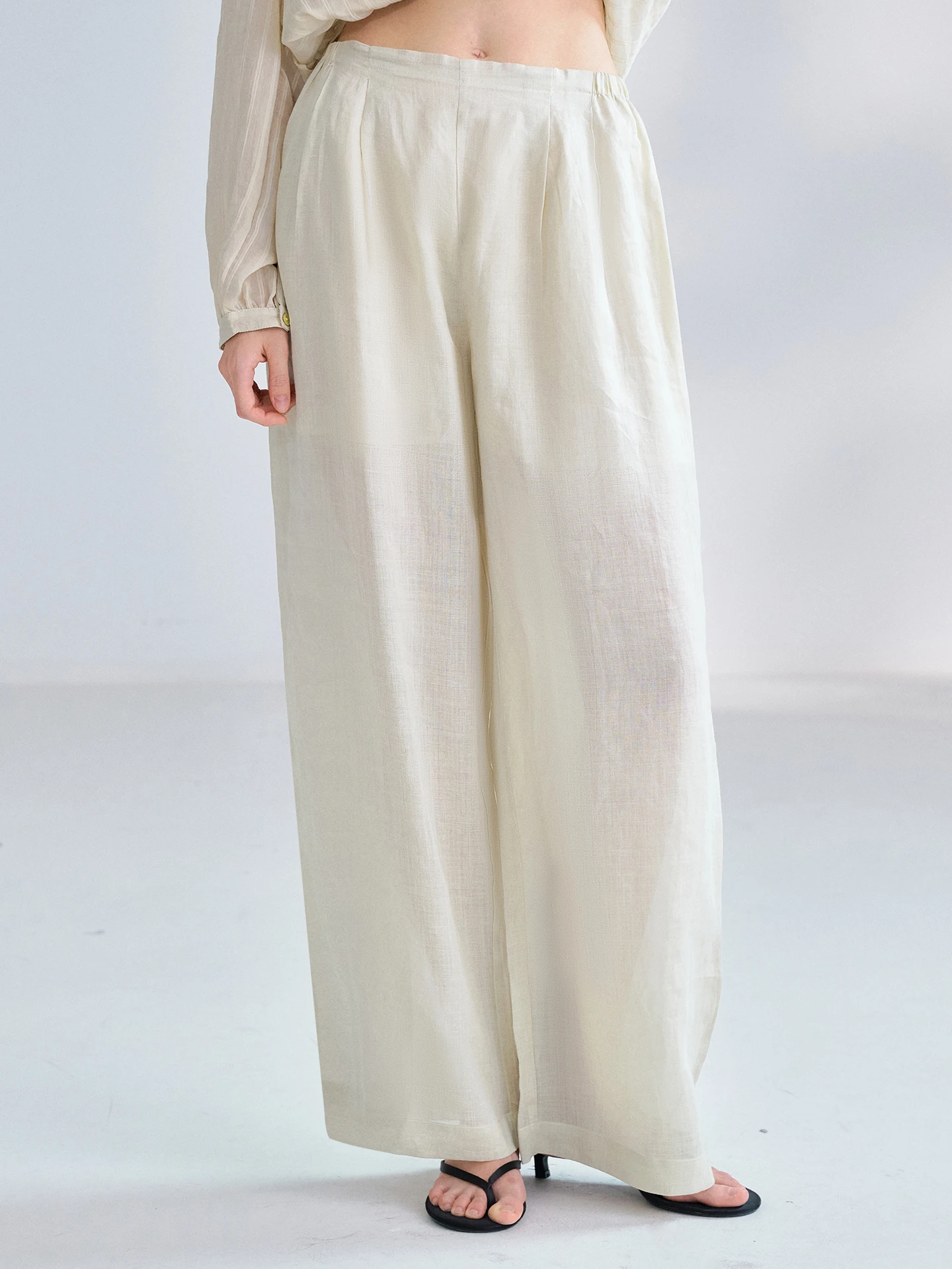 Pure Flax Casual Pants Women Cool Sensation Breathable High-End Linen Commute Straight Wide Leg Summer Loose Fit High Waist