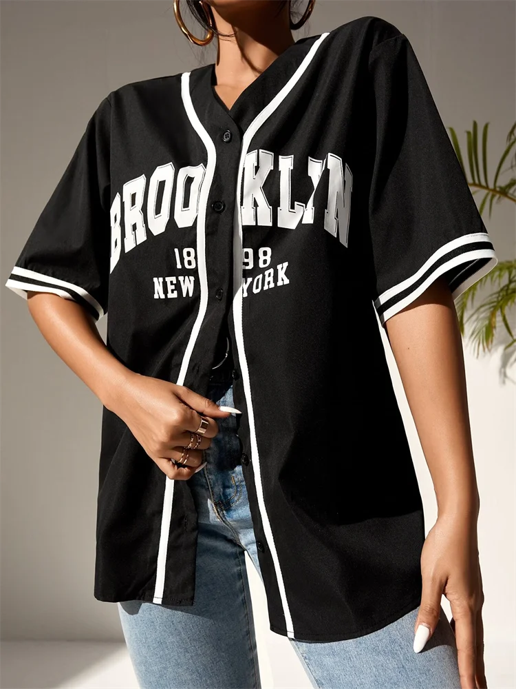 Boston 92 New York Baseball Tshirt Women Fashion Trend Button Streetwear Sport Top Men Casual Training Tee Baseball Jersey