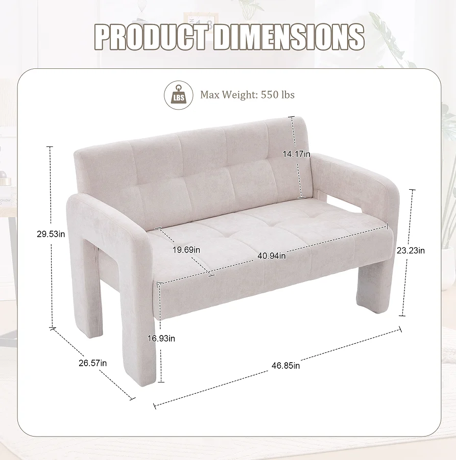 #Nordic Modern Double Armchair Living Room Bedroom Compact Upholstered Sofa Set Chenille Memory Foam
