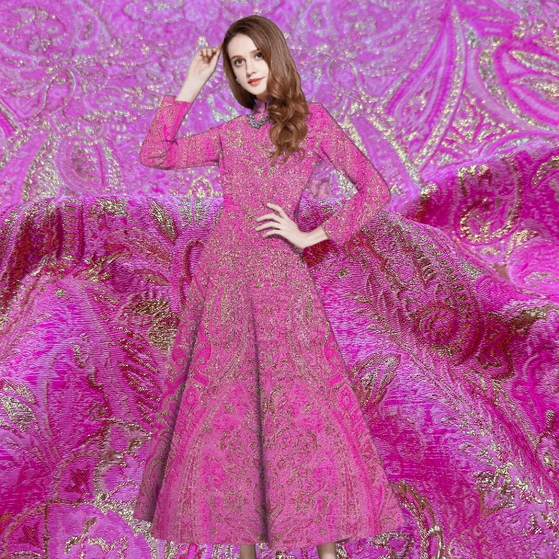 European Court Style Luxury Gold Jacquard Dress Fabric High Quality Pendulum Dress Trench Coat Set Sofa Craft Decorative Fabric