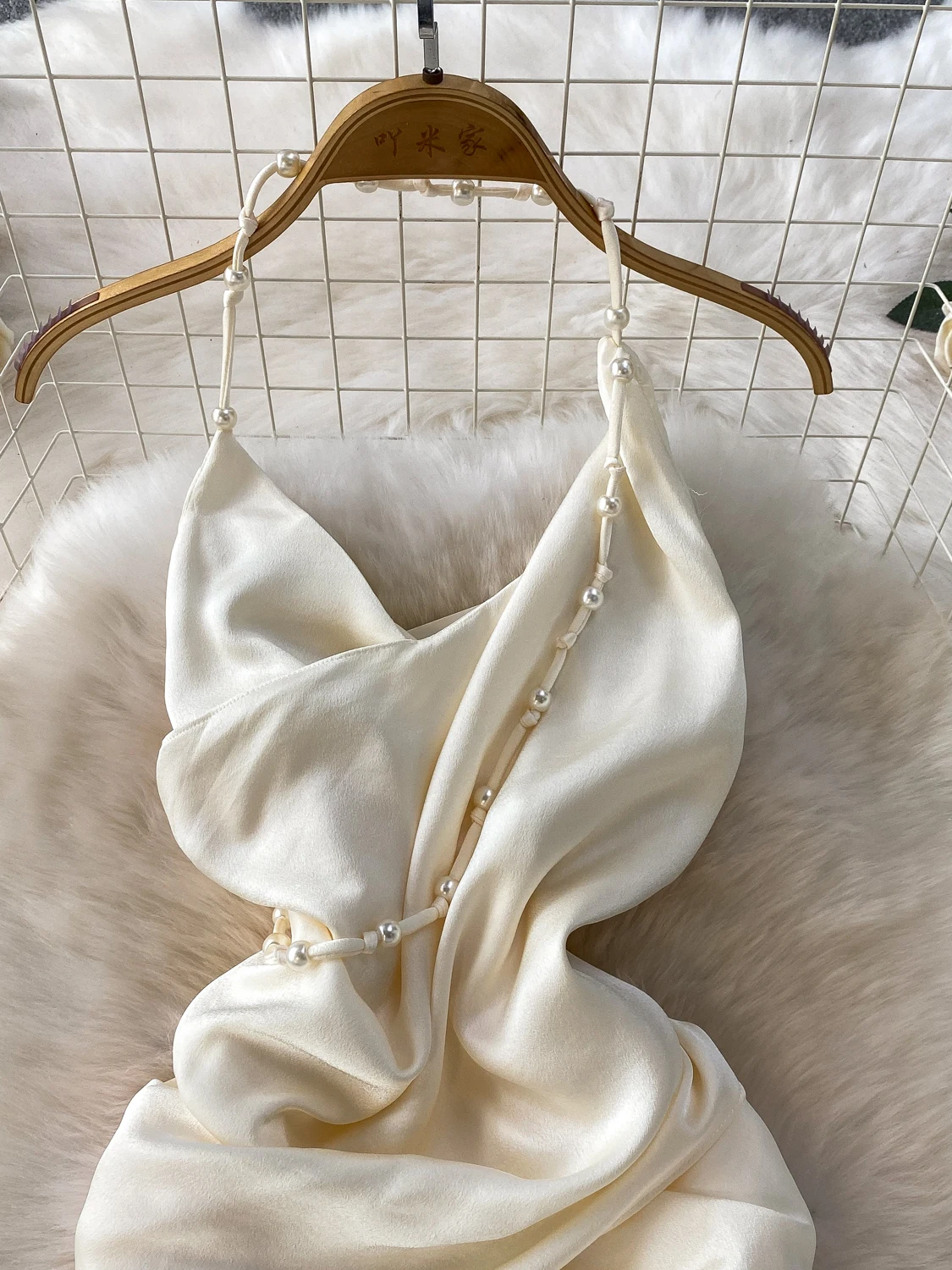 Robe rétro perlée Nelace sans bretelles pour femmes, taille haute, en Satin de soie, Sexy, longue jupe trapèze pour Banquet