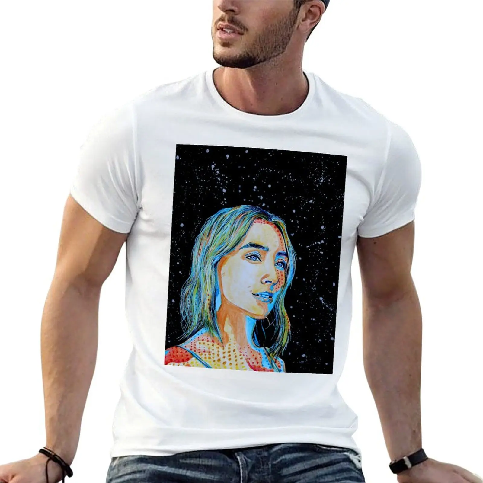Saoirse Ronan comics style T-Shirt street wear boys whites plus size men clothing