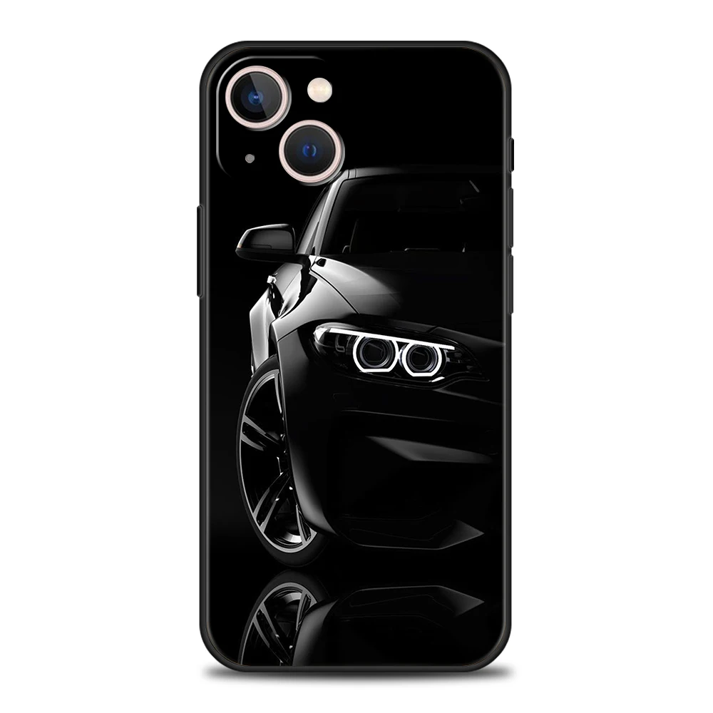 Legal esportes preto caso de telefone do carro capa para iphone 16 15 14 13 12 pro max xr xs 11 7 8 plus silicone à prova de choque macio funda escudo
