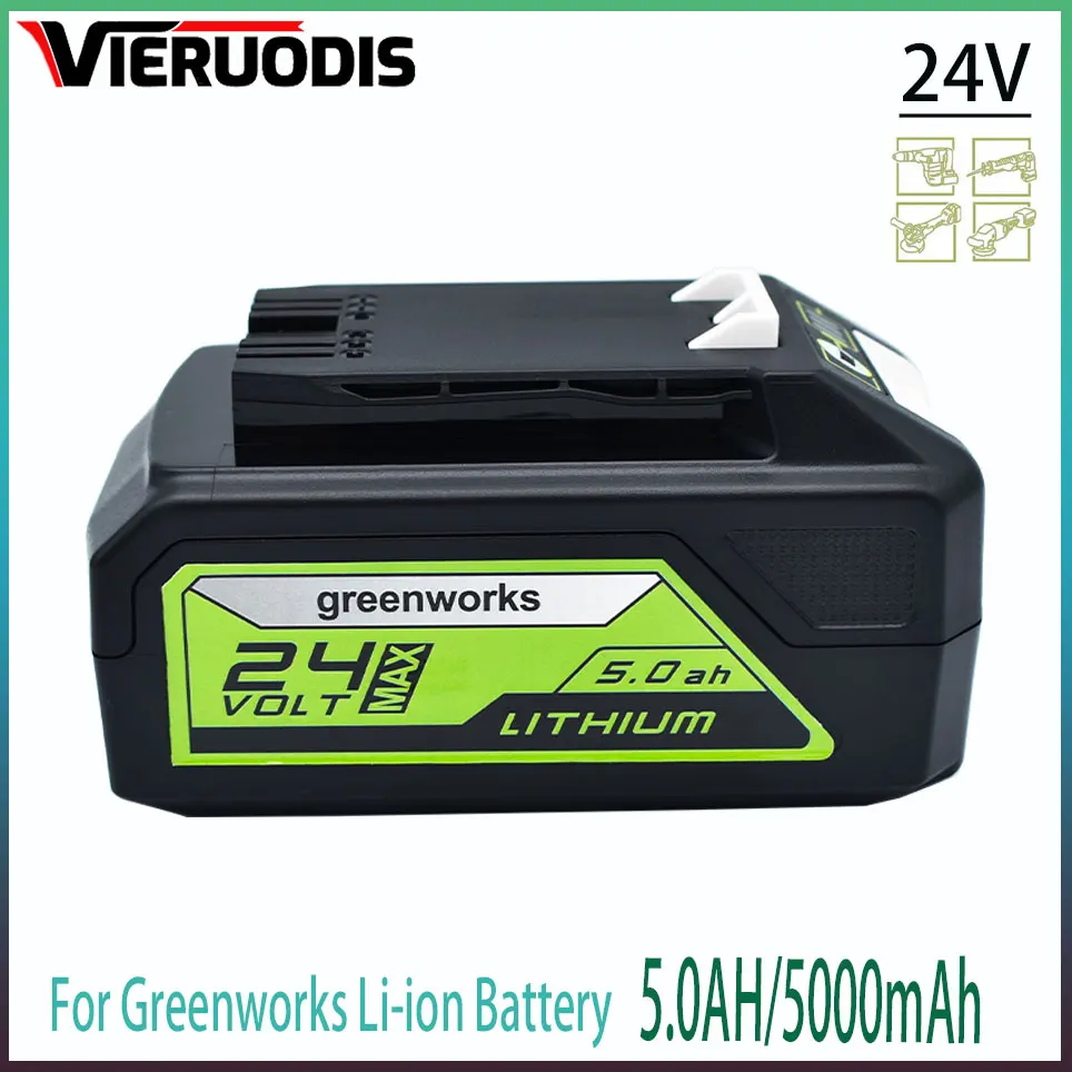 

For Greenworks 24V 6.0Ah Lithium-ion Replacement Battery G24B2 ALL devices of 24V tools 29842 29852 BAG708 29322 21342