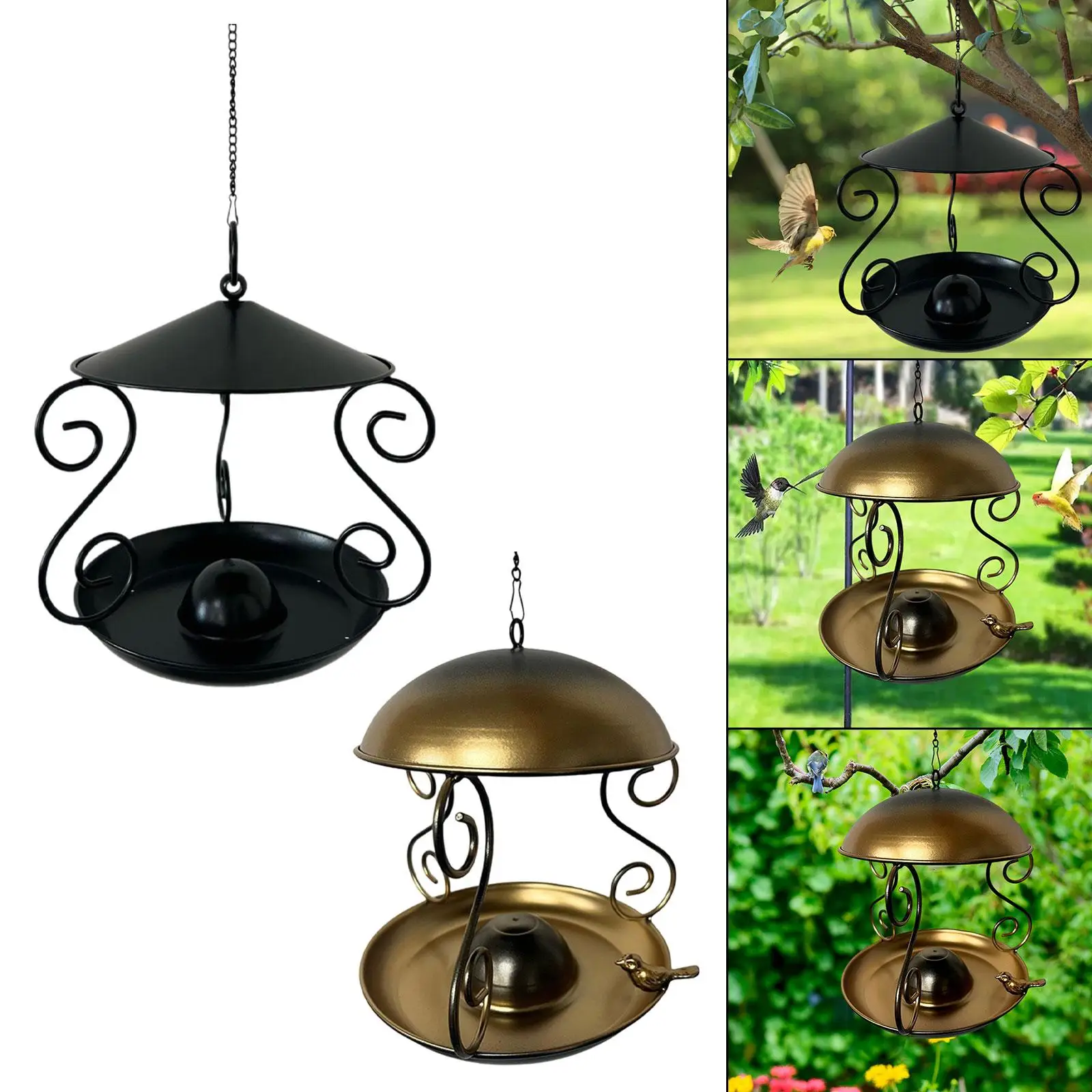 Metal Bird Feeder, Food Container, Easy to Fill, Portable , Feeding Bowl with Tamper Protection