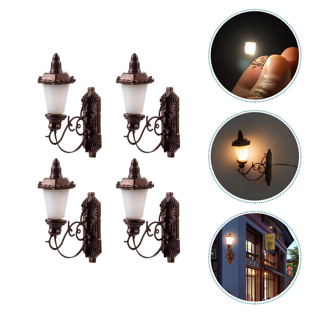 Miniature LED Wall Lamp Dollhouse Light Lantern DIY Sand Table Decor Material Lights Outdoor Materials