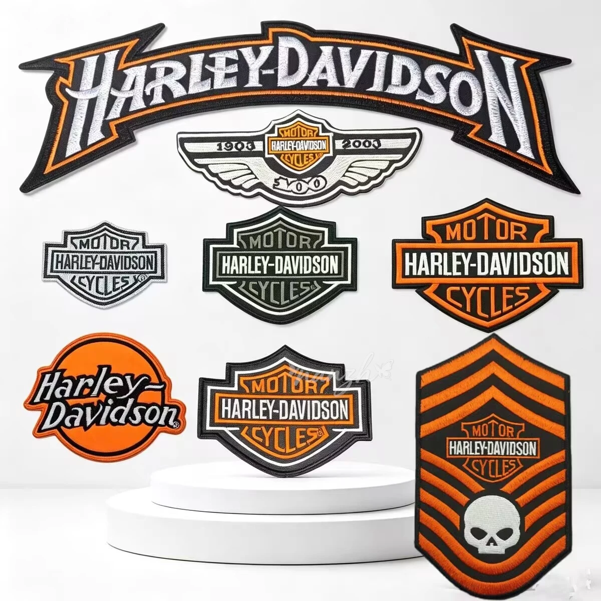 Motorcycle Logo Embroidered Fabric Leather Jacket Vest Back Seal Patchwork Decorative Velcro For Harley Davidson Accessory