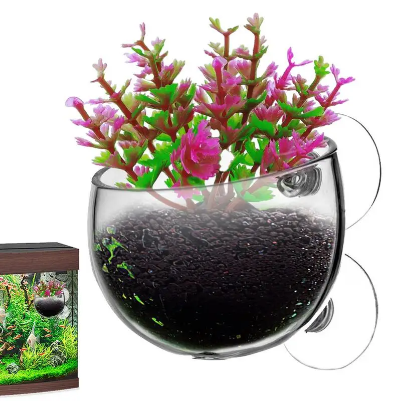 Aquatic Plant Pots Aquatic Planter With Suction Cups Red Shrimp Live Plants Fish Tank Holder Aquatic Tank Live Plant Pot