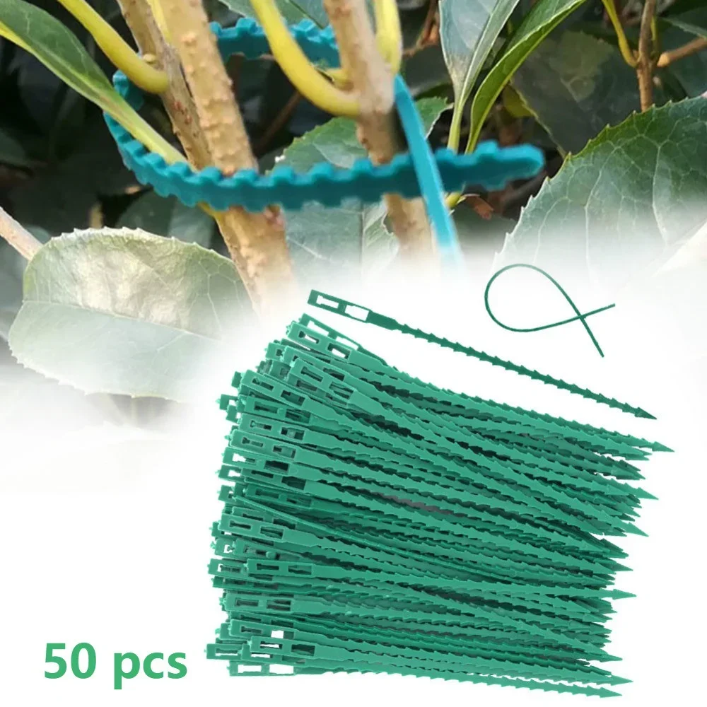 Fascette per cavi riutilizzabili in plastica regolabili da 50 pezzi Fascette per cavi riutilizzabili per albero da giardino Supporto per arrampicata Pianta Vite Clip per stelo di pomodoro