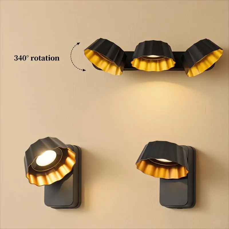 مصباح حائط LED خارجي مقاوم للماء IP65 15 وات 340 ° دوران الألومنيوم الشمال الحديثة الجدار الخفيفة فناء المدخل المرآب شرفة داخلي #3