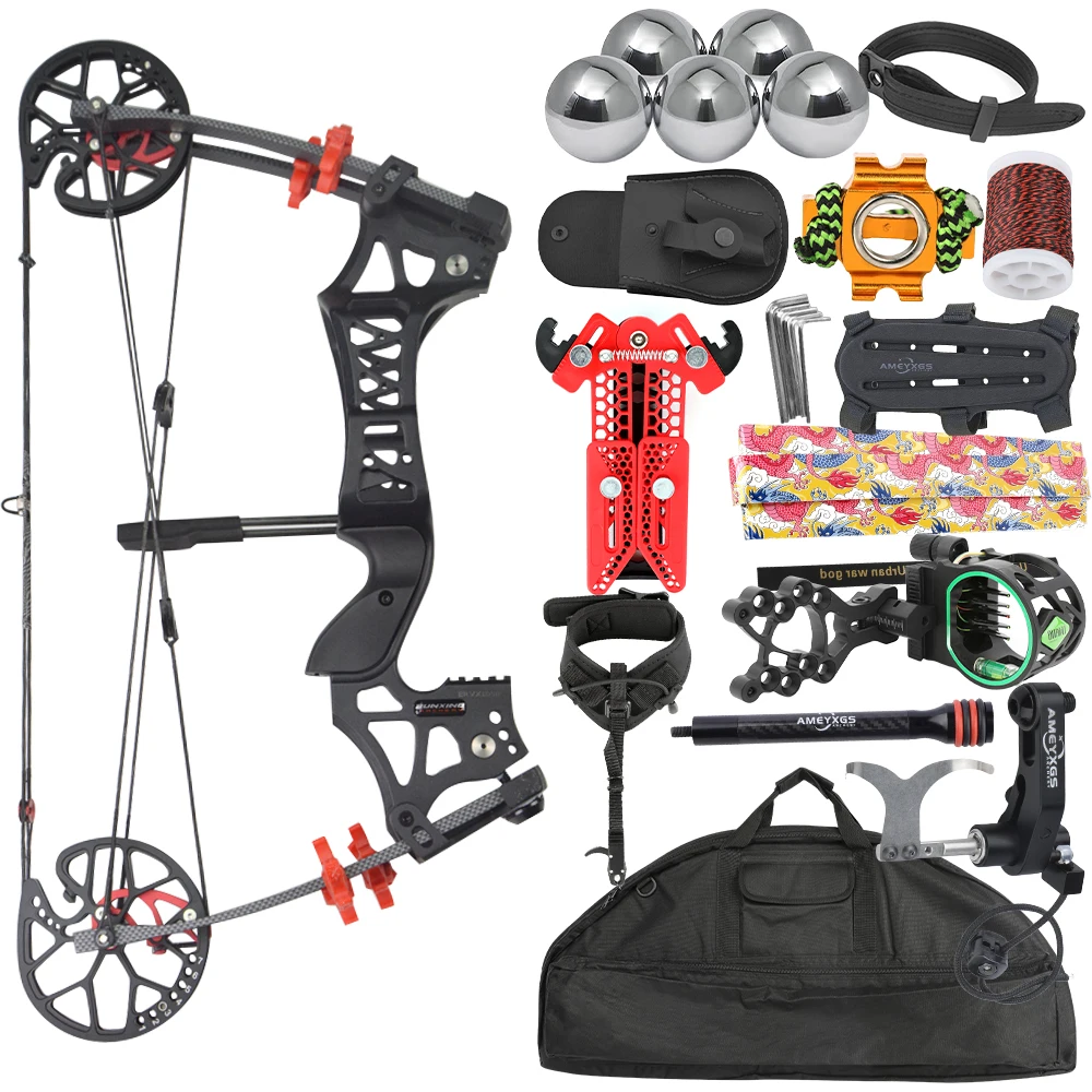 2 in 1 Versatile Compound Bow 30-60lbs Adjustable Draw Weight 7 Speed Draw Length for Archery Bowfishing and Steel Ball Shooting