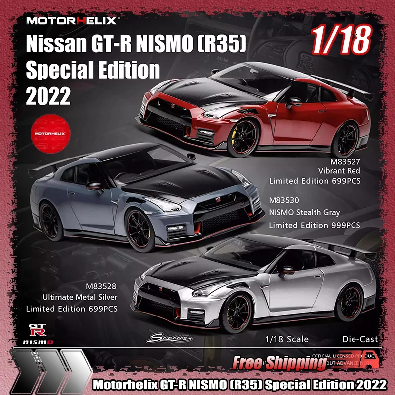 

New Motorhelix 1:18 GT-R NISMO (R35) Special Edition 2022 Alloy Miniature Die-Casting Full-Opening Car Model Custom Toy ornament