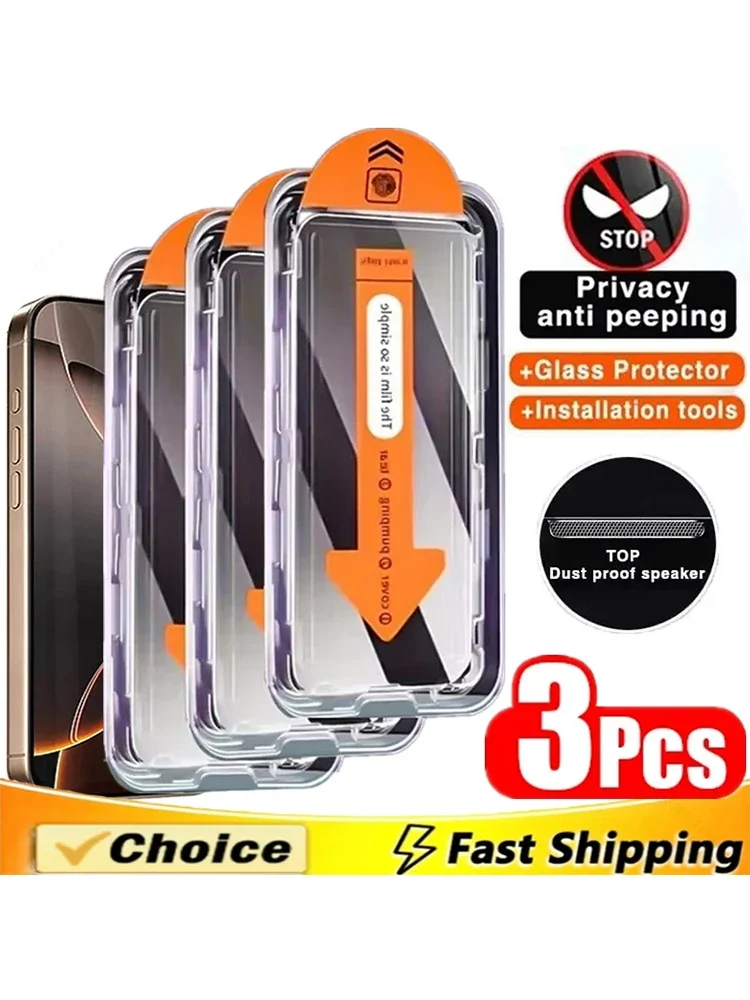 Vidro para iPhone 16, 14, 11, 12, 13, 15 Pro Max, 7, 8 Plus, X, XR, Anti-Spy Privacy Screen