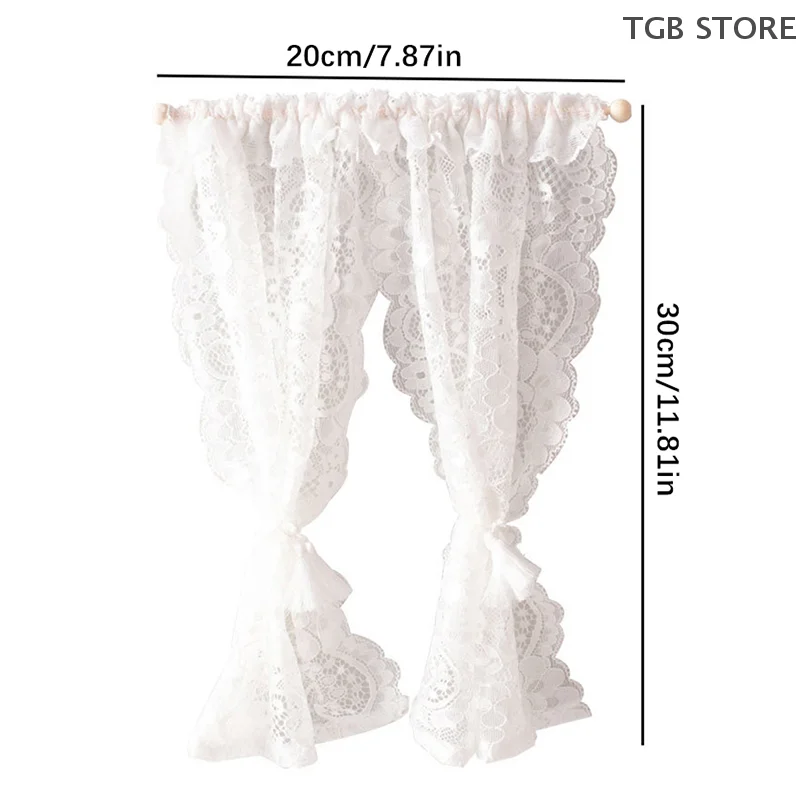 1/12 Scale Lace Curtain Miniature Dollhouse Bedroom Furniture Decor Toy Dolls House Accessories for Micro Scene Photo Props