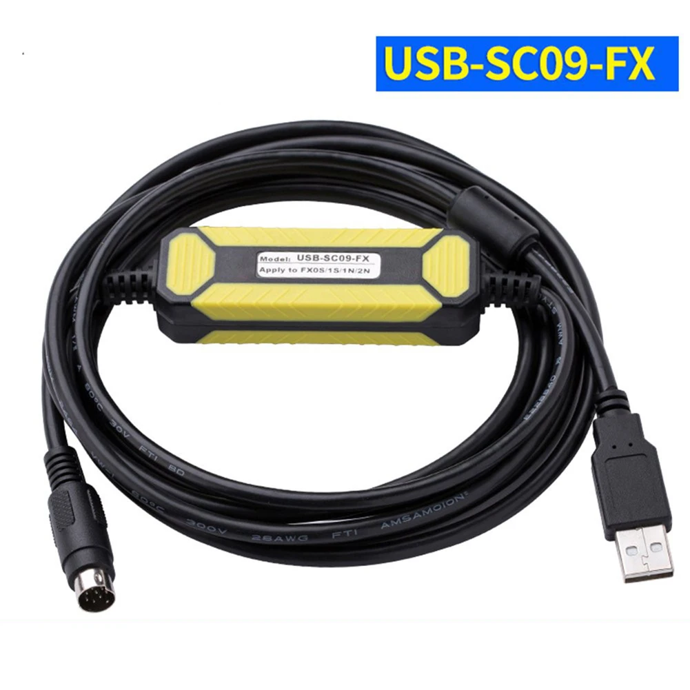 USB SC09  Programming Cable For Mitsubishi Series PLC 2.5m RS422 Converter With LED Indicator Industrial Automation Tool