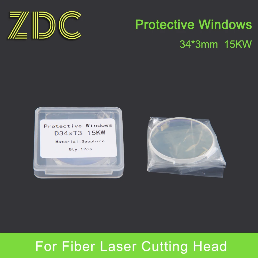 ZDC 10pcs/Lot Sapphire LaserProtection Window Lens Protective Windows 34X3mm 10086368/10046110/10071591 For Fiber Laser Cutting