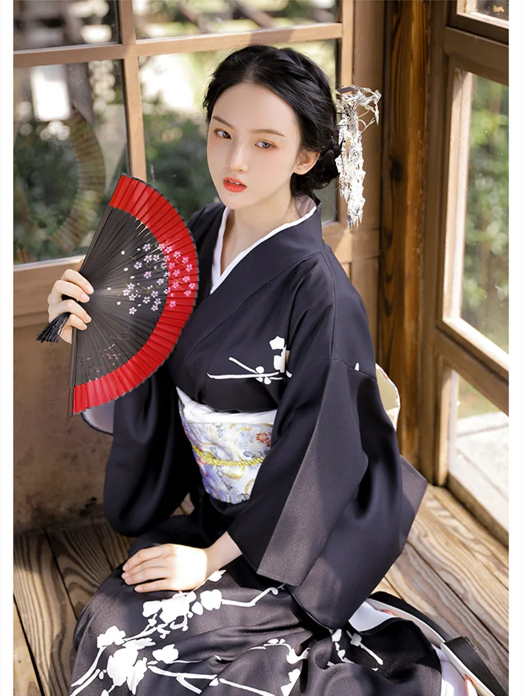 kimono with black dress Retro Style Women's Long Traditional Japanese Color Yukata Bathrobe Cosplay Clothing Photography Dress euro mesh COLOR:Sea Green loop:Men's Penny (With Hardware) Plaid Dress 90s Baby